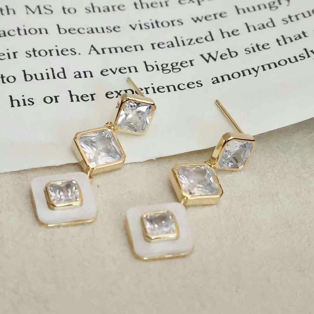 Ladies Square Butterfly Decorative New Design Drop Earring Fashion Glitter Sparking Chic Charms Bulk Jewelry Accessory for Daily