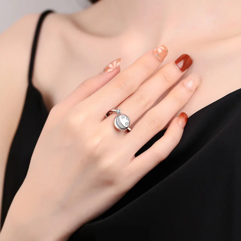 Hot Sale Rotating Rings Open Four-leaf Clover Zircon Star Ring Women's Stress-relieving Fashionable Cute Accessories Wholesale