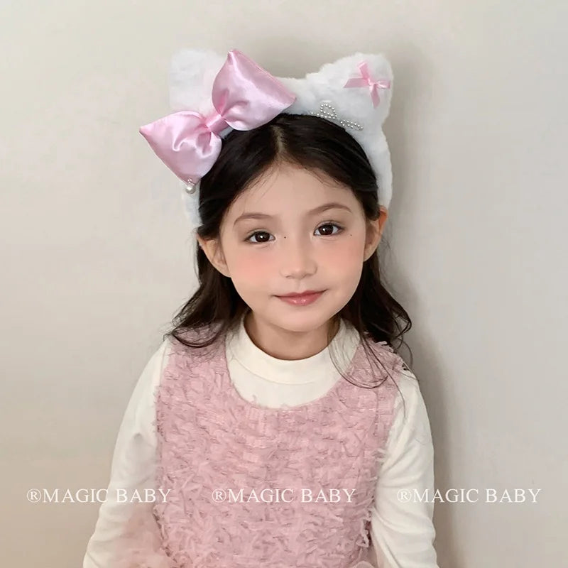 Fashion Animals Cat Bowknot Head Band for Baby Girls Cute Sweet Trendy Hair Band for Kids Children Hair Accessories in Stock