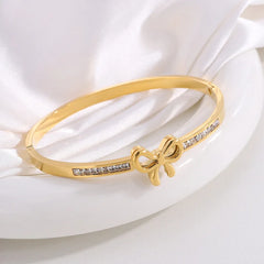 Fashion Elegant Glitter Bowknot Bangles for Girl Romantic Sweet Vintage Glamorous Trendy Jewelry for Women Accessories Wholesale