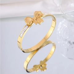 Fashion Elegant Glitter Bowknot Bangles for Girl Romantic Sweet Vintage Glamorous Trendy Jewelry for Women Accessories Wholesale