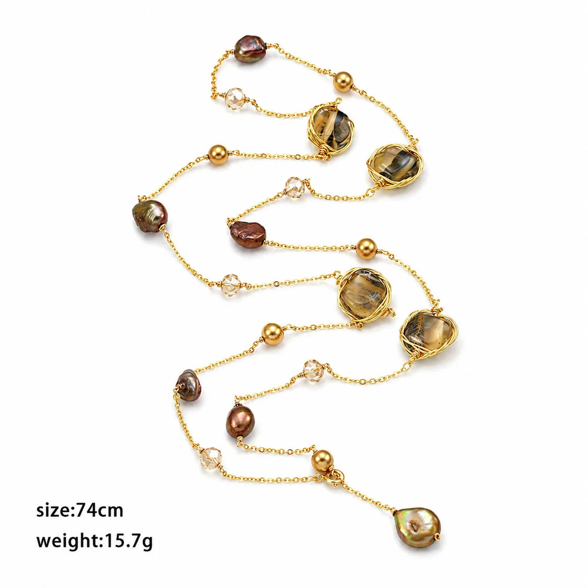 Female Vintage Elegant Glass Glaze Baroque Pearl Necklace Low MOQ in Stock Fashion Trendy Jewelry for Women Daily Party Use