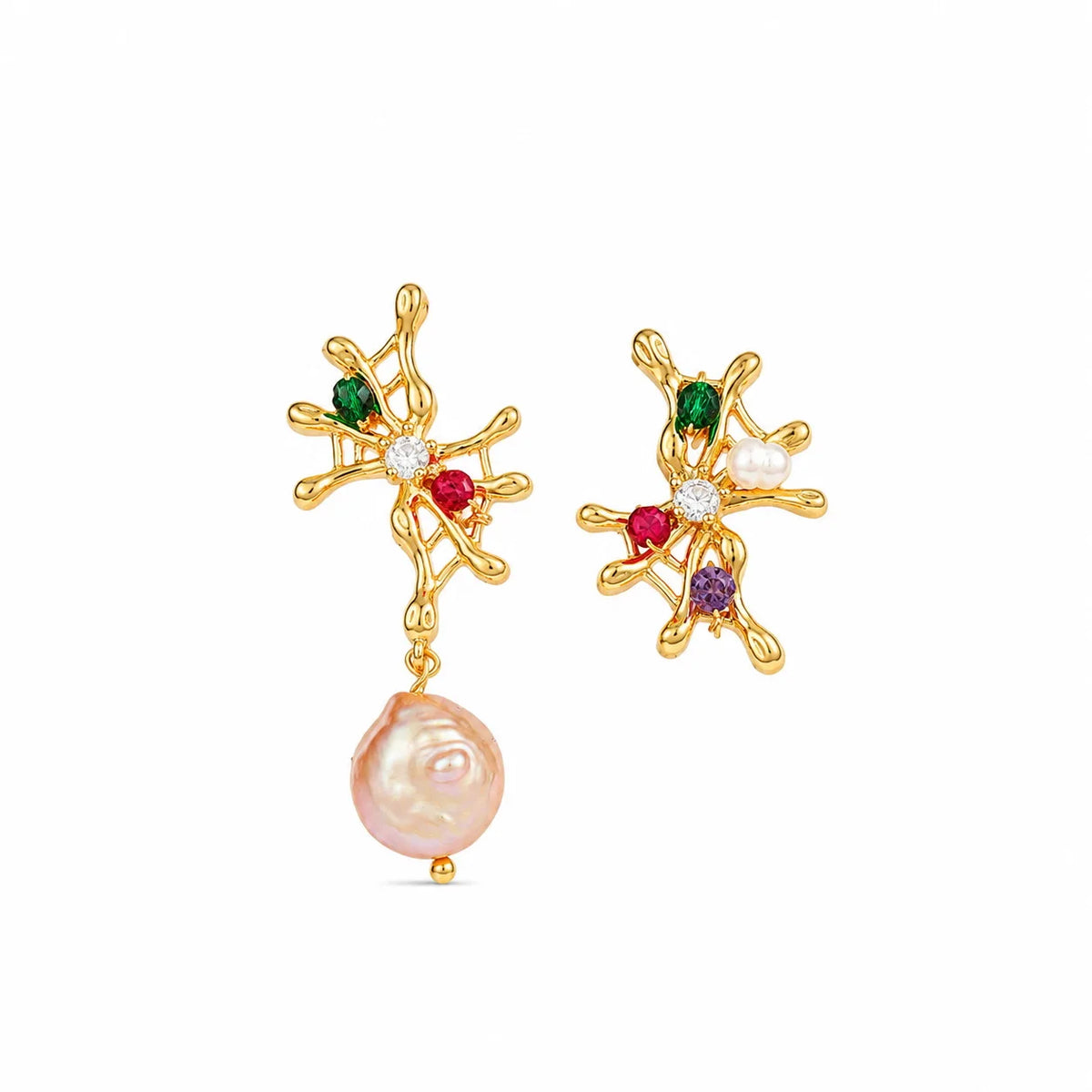 Fashion Flower Leafs Freshwater Pearl Drop Earrings for Girls Glitter Jewelry for Women Ladies Wholesale China Manufacturer