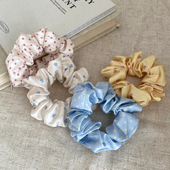 Fashion Cute Sweet Polka Dot Heart Shaped Scrunchies for Baby Girls Elegant Simple Hair Ties for Kids Children Hair Accessories