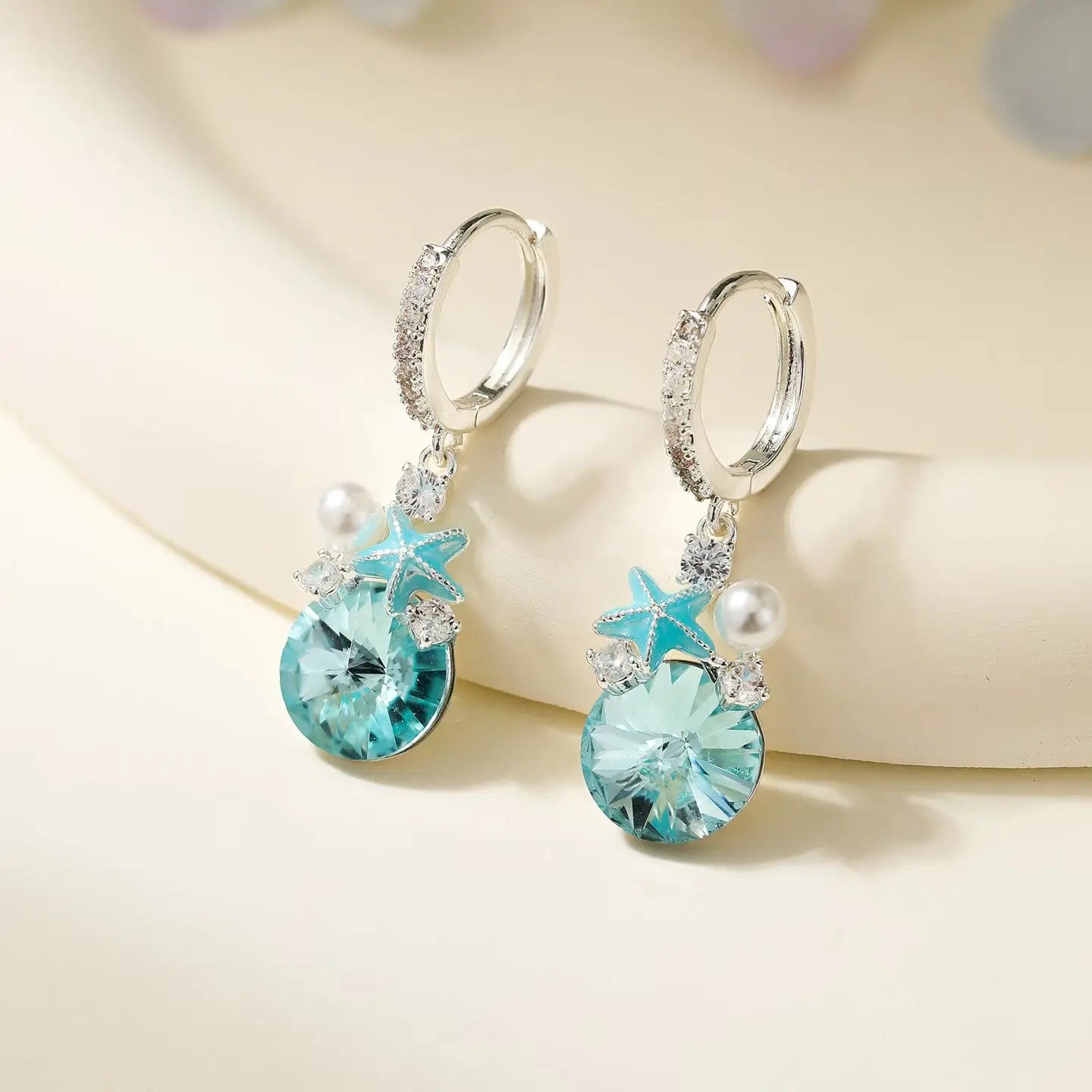 Glitter Sparkle Star Luxurious Drop Earrings for Girls Rhinestone Ocean Sea Jewelry for Women Ladies Accessory Chinses Supplier