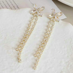 Female Tassel Square Shape New Design Rhinestone Drop Earring Fashion Sparking Glitter Luxurious Bulk Daily Jewelry Accessories