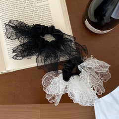 Hot Sale Elegant Minimalistic Medium Scrunchies High Elastic Solid Black White Hair Ties Accessory for Women for Daily Office