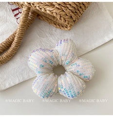 Solid Color Denim Flower Scrunchies for Baby Girls Classic Simple Hair Ties for Kids Children Teens Hair Accessories in Stock