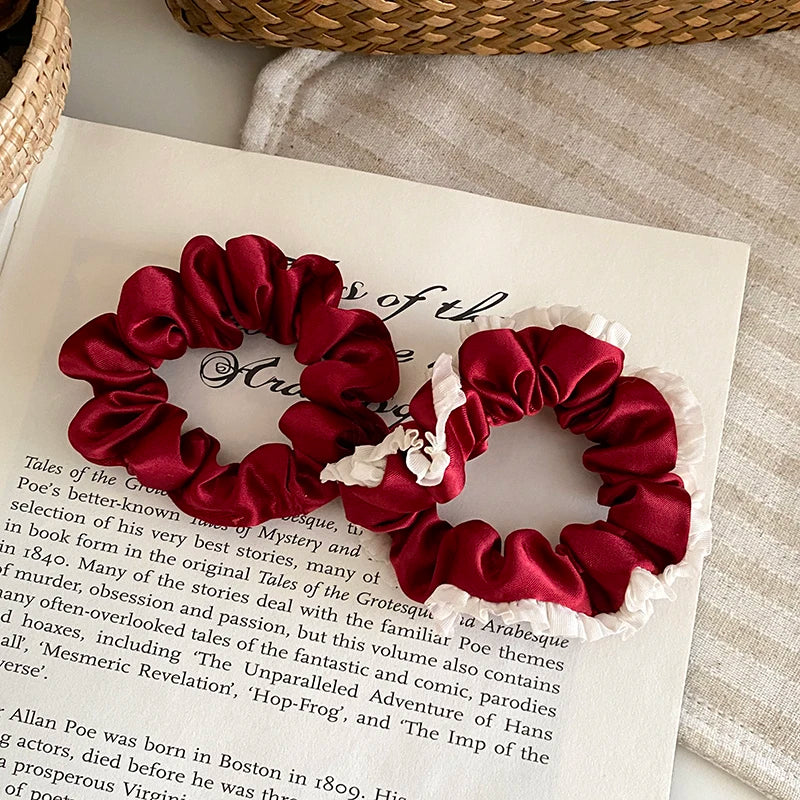 Sweet Fashion Trendy High Elastic Scrunchies for Girls Cute Lustrous Hair Ties for Women Ladies Hair Accessories in Stock