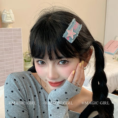 Fashion Denim Star Letter Hair Clips for Girls Stylish Trendy Simple Snap Clip for Women Ladies Femme Kids Hair Accessories