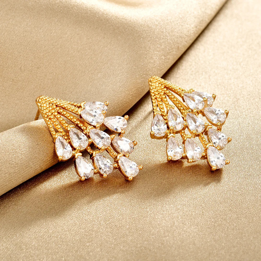 Super Fairy Firework Stud Earrings Water Drop Glitter Zircon Earrings Fashionable Stylish Light Luxury Ear Jewelry Accessories