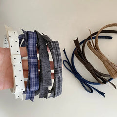 Ladies Grid Dots White Blue Slim Headbands Fashion Elegant Simple Lightweight Bulk Order in Stock Hairbands Accessory for Daily
