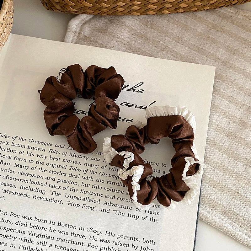 Sweet Fashion Trendy High Elastic Scrunchies for Girls Cute Lustrous Hair Ties for Women Ladies Hair Accessories in Stock