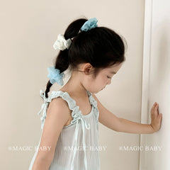 Kids Solid Color Flower Plaid Ponytail Holder Medium Hair Ties Fashion Elegant in Stock Scrunchies Accessories for Children Use