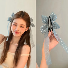 Classic Polka Dot Solid Color Bowknot Hair Clips for Girls Sweet Elegant Fashion Alligators for Women Ladies Hair Accessories