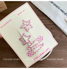 Fashion Cute Star Plaid Hair Clips for Baby Girls Sweet Kawaii Fashion Simple Snap Clips for Kids Children Hair Accessories