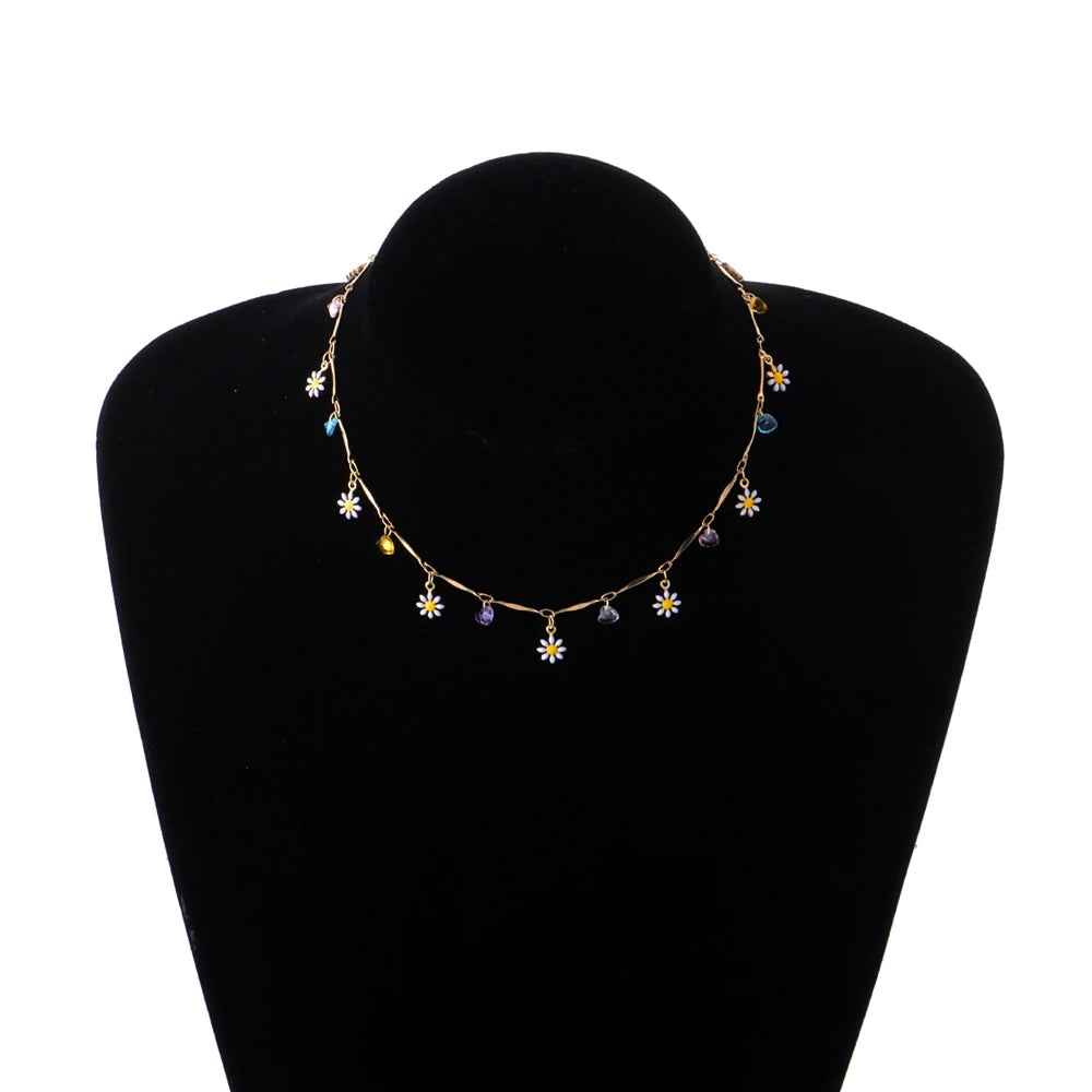 Fashion Flower Shell Trendy Necklaces for Girls Sweet Elegant Simple Charms Jewelry for Women Lady Female Accessories Wholesale