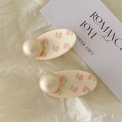 Elegant Graceful Glitter Sparkle Alligator Hair Clips Cute Sweet Flower Imitation Pearl Women's Hair Accessories for Parties