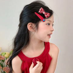 Girls Red Irregular Shape Fashion Minimalistic Heart Bowknot Snap Clips Hair Claw Clips Scrunchies Accessories Sets for Children