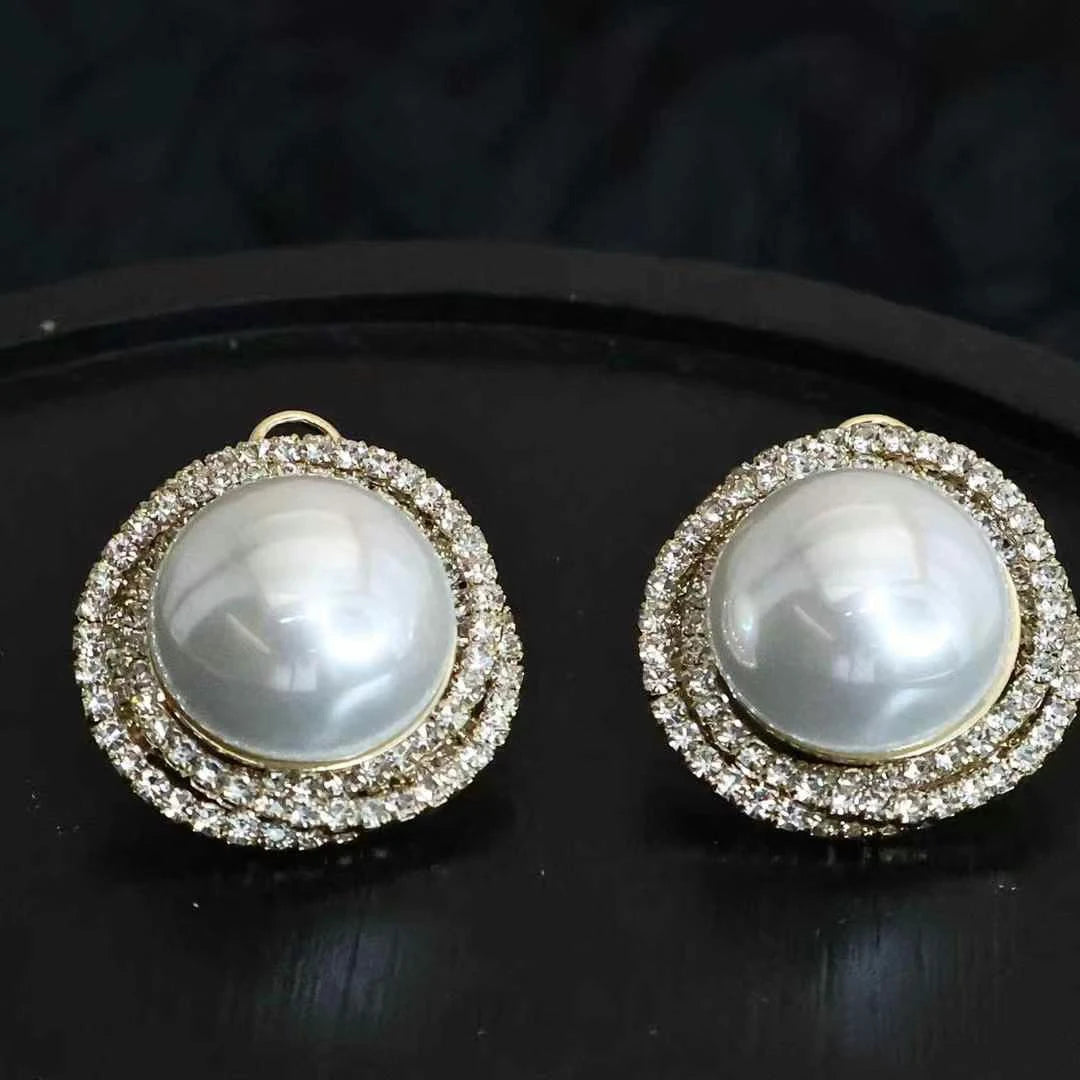 Luxury Large Imitation Pearl Stud Earrings for Girls Sweet Elegant Art Deco Graceful Chic Jewellry for Women Ladies Accessories