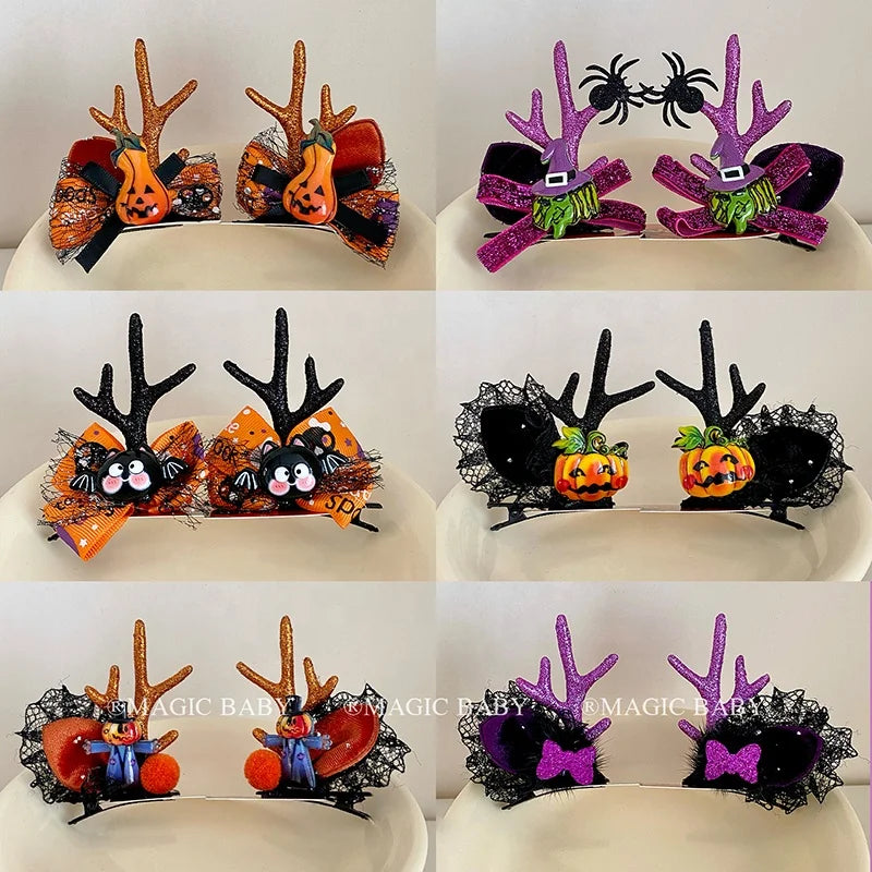2025 Halloween Hair Clip for Kids Spider Bat Pumpkin Witch Ghost Spooky Hairpins Children Costume Party Hair Accessories Chic
