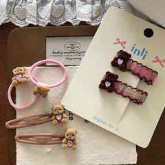 Cute Fashion Bear Heart Shaped Hair Clips for Baby Girls Sweet Glitter Stylish Snap Clips for Kids Children Hair Accessories