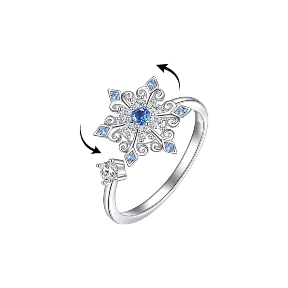 Snowflake Rotating Adjustive Rings Women's Light Luxury High-end Finger Ring for Christmas Party Wedding Accessories Wholesale