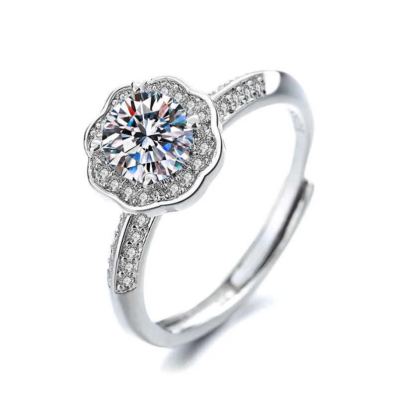 Round Moissanite Rings Classic Six-prong Women's Custom Geometric Ring for Engagement Party Live Streaming Supply Accessory Bulk