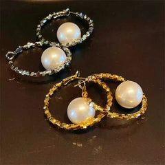 Luxury Glitter Fashion Elegant Drop Earrings for Girls Imitation Pearl Glitter Sparkle Jewelry for Women Ladies Accessories