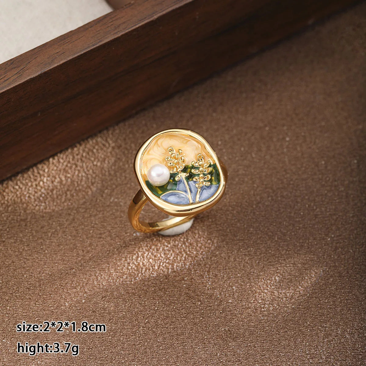 Fashion Copper 18K Gold Plated Pearl Vintage Rings for Girls Trendy Elegant Jewelry for Women Ladies Wholesale China Factory