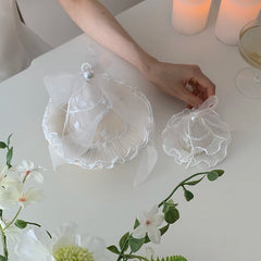 Hot Sale White Tulle Bowknot Ribbon Birthday Hat Shape Alligator Clips Graceful Trendy Wholesale Hair Claws Accessory for Women