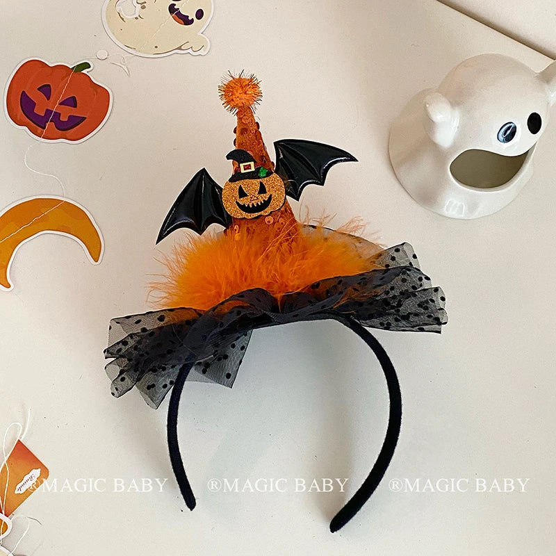 Halloween Headband for Kids Pumpkin  Skull  Spooky Cute Hairband Children Costume Party Hair Accessories Trick or Treat Fun Gift