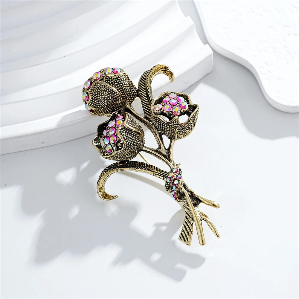 Fashion Fine Flowers Elegant Sweet Floral Brooches for Girls Stylish Trendy Pins Jewelry for Women Ladies Accessories Chic