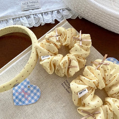 Graceful Simple Yellow Solid Colored Dots Scrunchies Headbands Kids Daily Hair Ties Hairband Accessories