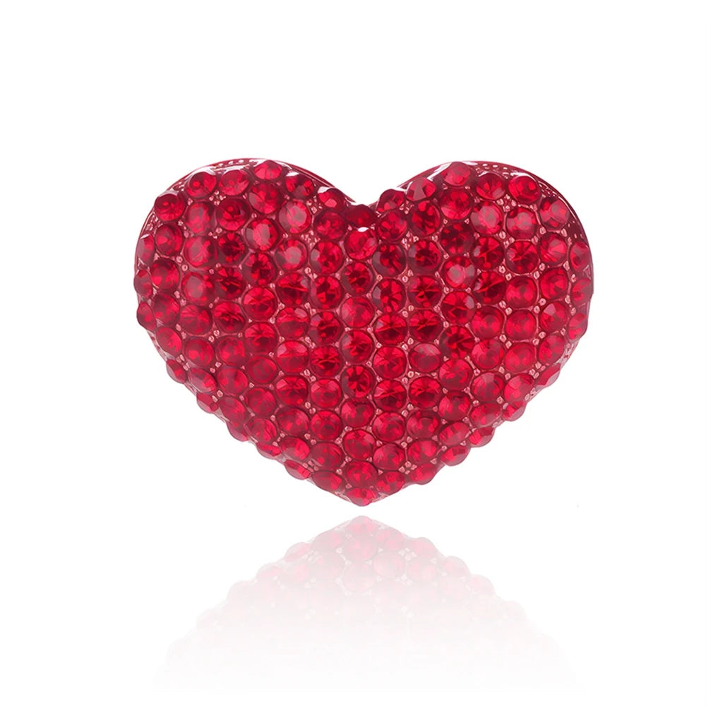 Fashion Sweet Heart Shaped Glitter Sparkle Brooches for Girls Stylish Classic Pins Jewelry for Women Ladies Accessories Hot Sale