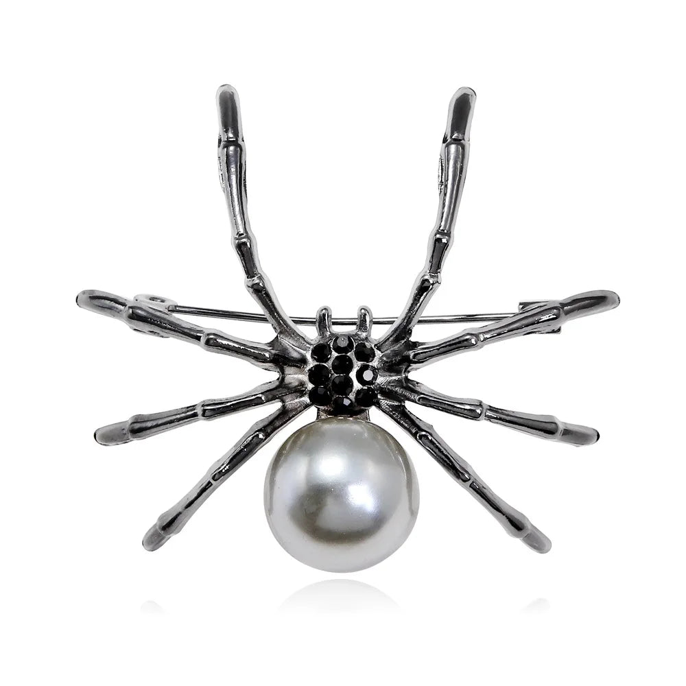 Fashion Imitation Pearl Spider Simple Minimalistic Brooches for Girls Elegant Pins Jewelry for Women Ladies Accessories Chic