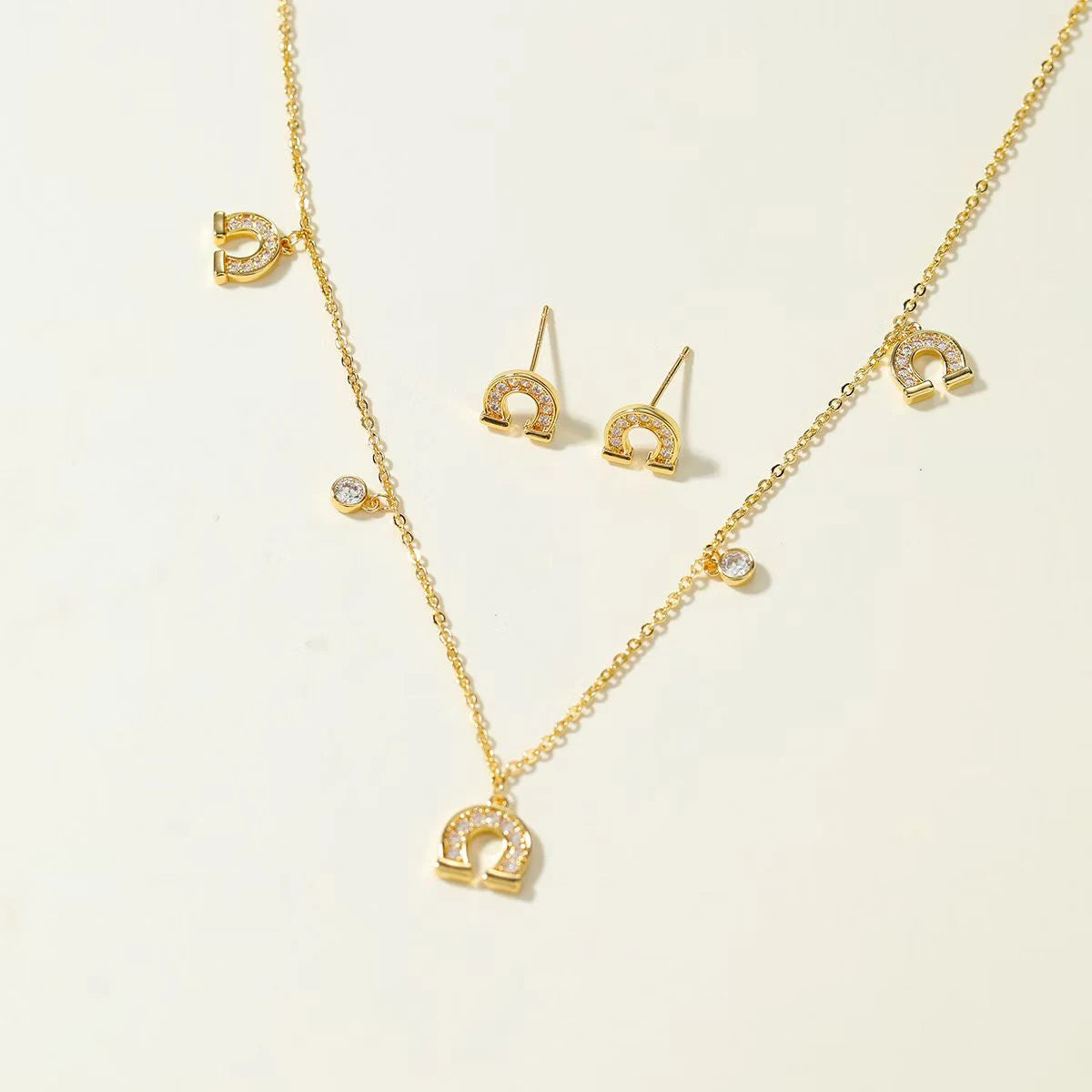 Fashion Refined Trendy Luxury Necklaces for Girls Glamorous Stud Earrings Jewelry Sets for Women Ladies Accessories Femme