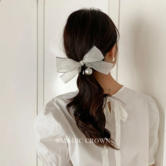 Brand New Women's Elegant Hair Ties High Elastic Fashionable Scrunchies Bowknot Solid Color Hair Accessories for Ladies