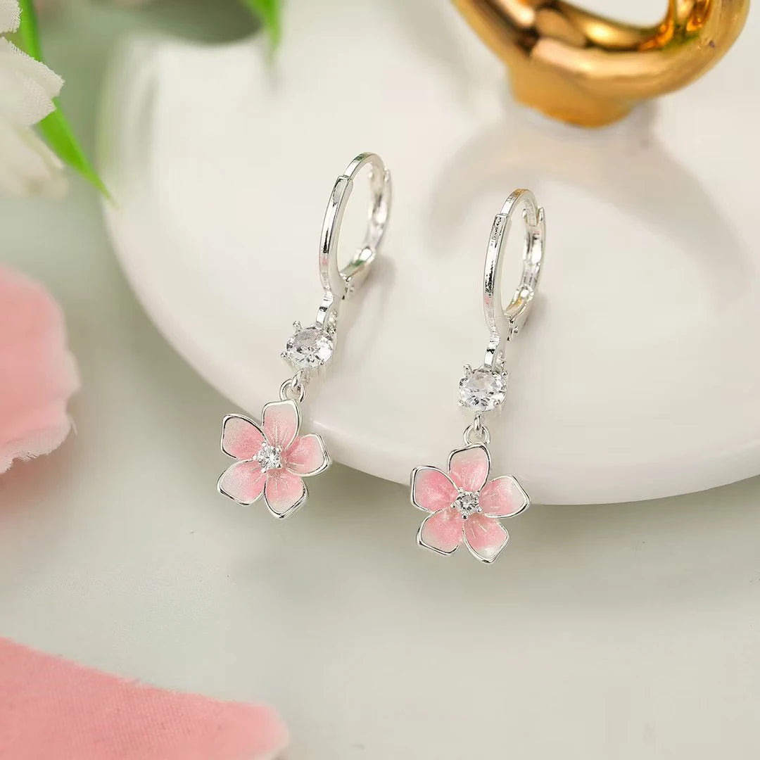 Women Flower Imitation Pearl Decorative Drop Earring Fashion Elegant Sweet Graceful Bulk Jewelry Accessories for Female Daily
