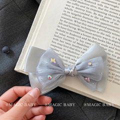 Solid Color Glitter Classic Bowknot Hair Clips for Baby Girls Simple Cute Alligators for Kids Children Hair Accessories in Stock