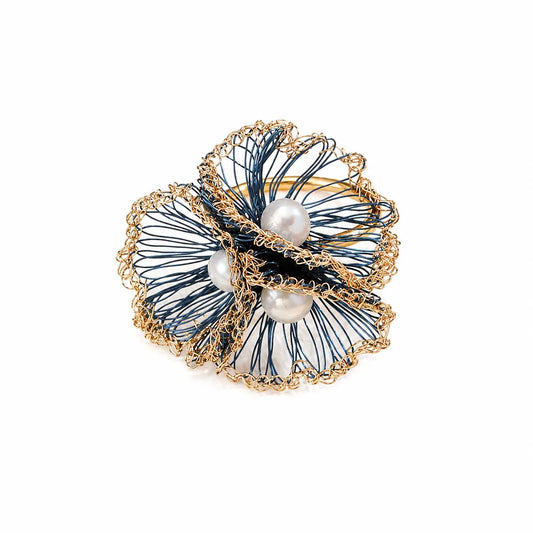 Fashion Wire Crochet Artisan Work Flower Luxury Rings for Girls Elegant Copeer 18K Gold Jewelry for Women Ladies Wholesale Bulk