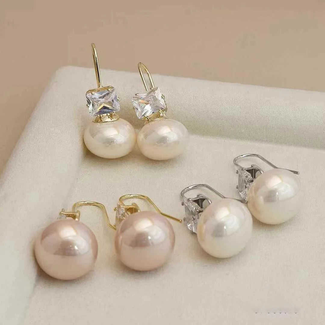 Ladies Rhinestone Imitation Pearl Small Drop Earring Fashion Elegant Charms Glamorous Wholesale Jewelry Accessories for Causal