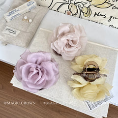 Korean Style Solid Color Flower Hair Claw Clips for Women Elegant Chic Hair Accessories for Girls Brand New Sweet Solid Fabric