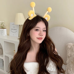 Hot Sale Yellow Villus Fabric Bee Hairbands Sweet Cute Durable Quality Wholesale in Stock Headbands Accessories for Women Kids