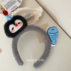 Cute Fluffy Penguin Head Band Kawaii Stylish Hair Accessory for Women and Girls Fashion Accessory