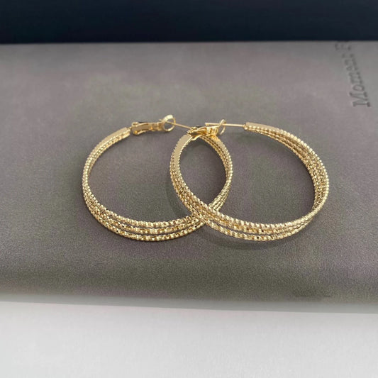 Female Circle Shape Large Hoop Earring Fashion Sparking Glitter Trendy Dainty Glamorous High Quality CausalJewelry Accessories