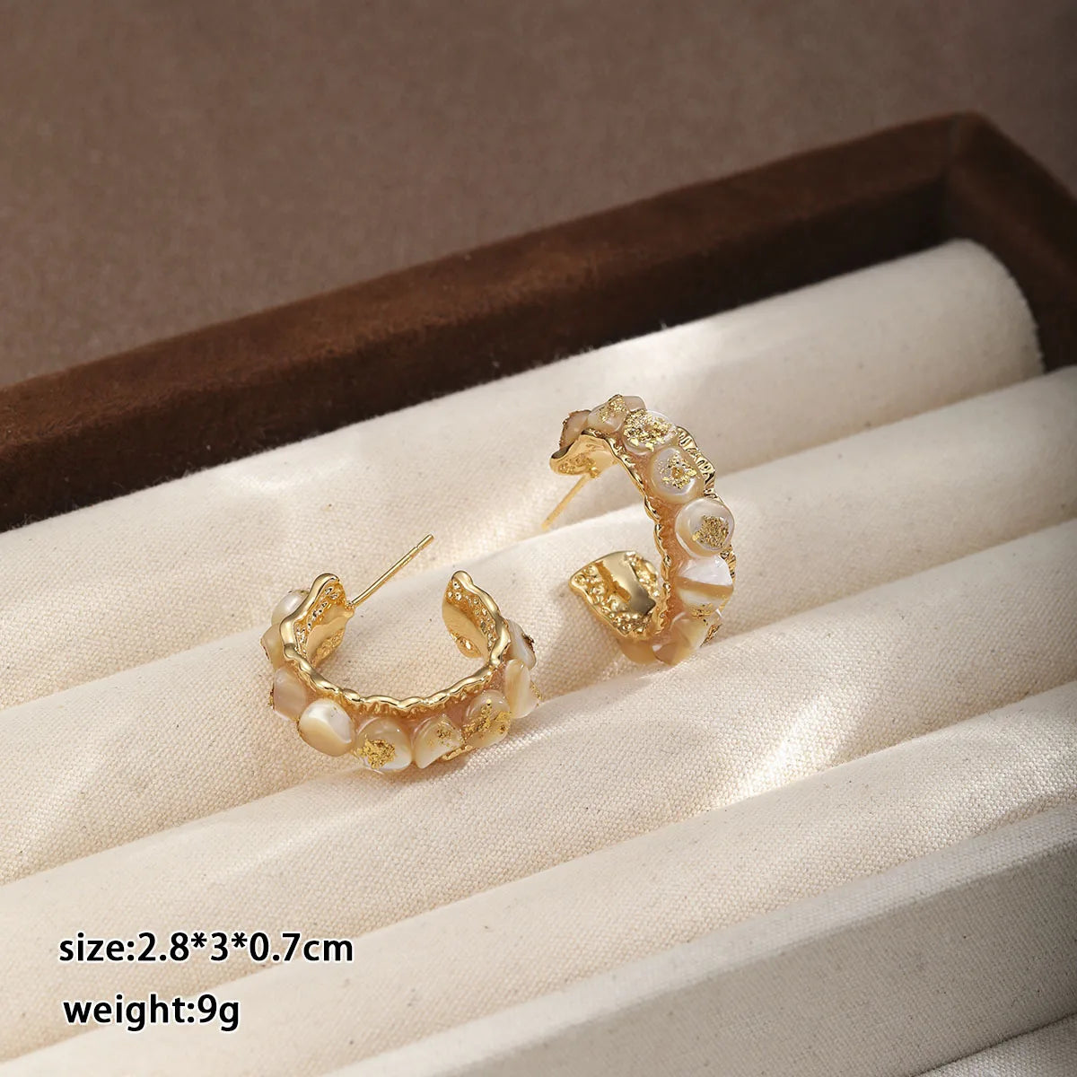 Fashion Tiger Eye Stone Blue Turquoise Shell 18K Gold Plated S925 Silver Hoop Earrings for Girl Jewelry for Women Lady Wholesale