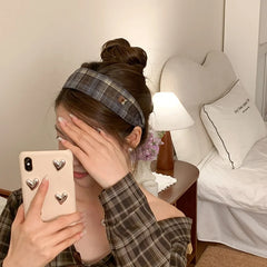 Fashion Trendy Plaid Head Band for Girls Elegent Simple Vintage Hair Band for Women Ladies Hair Accessories Female in Stock