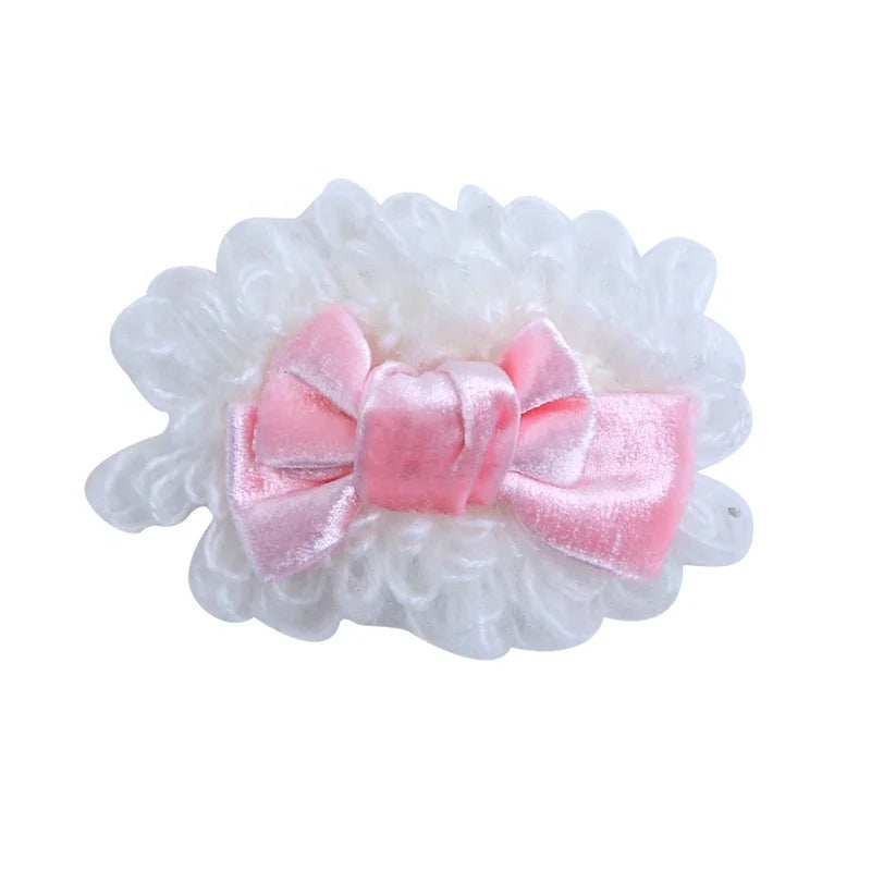 Cute Little Girl's Fluffy Bow Hairpin Sweet Velvet Hair Clip Gentle Clasp Hair Clips Women Duckbill Hair Accessories Wholesale