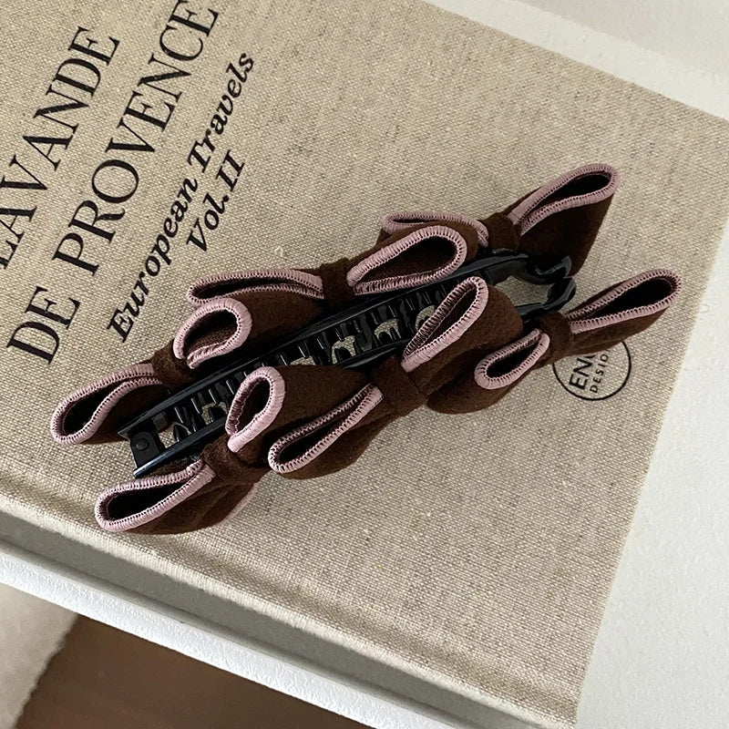 Fashion Simple Bowknot Vintage Hair Clips for Girls Autumn Winter Elegant Banana Clips for Women Ladies Hair Accessories Chic